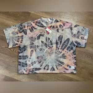 NWT BLDG4 Turf Knit Short Sleeve V Neck Shirt Tie Dye